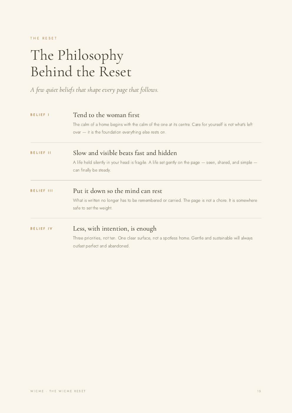 Evening Ritual — page from The WICME Reset