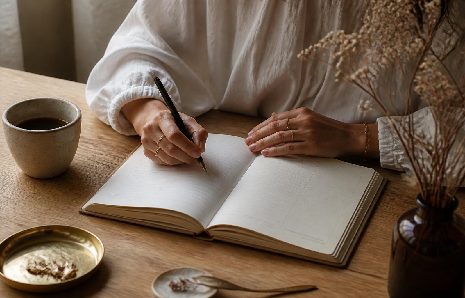 A quiet morning journaling ritual with The WICME Reset workbook
