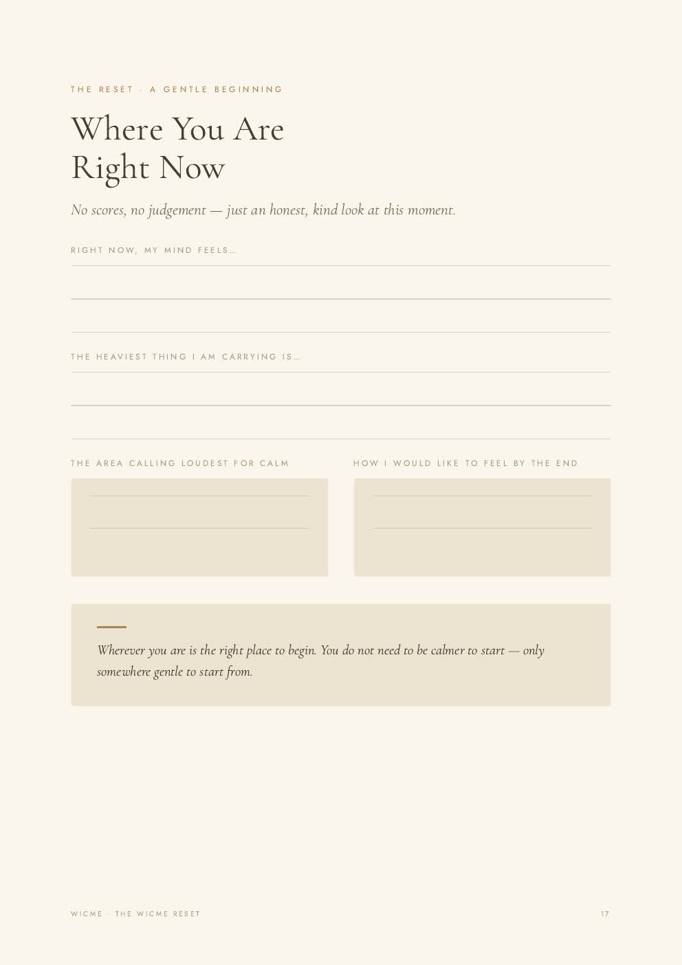 Intentional Living — real spread from The WICME Reset
