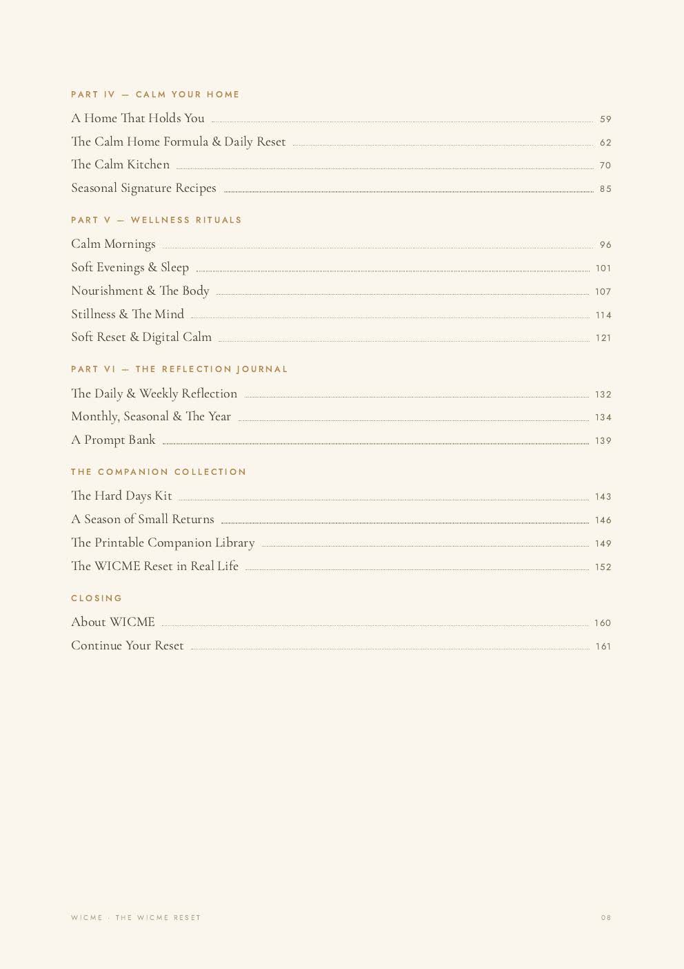 Weekly Planning — page from The WICME Reset