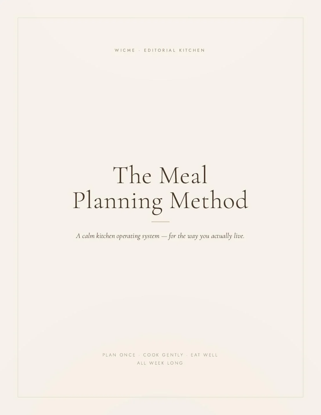 The Meal Planning Method — The opening