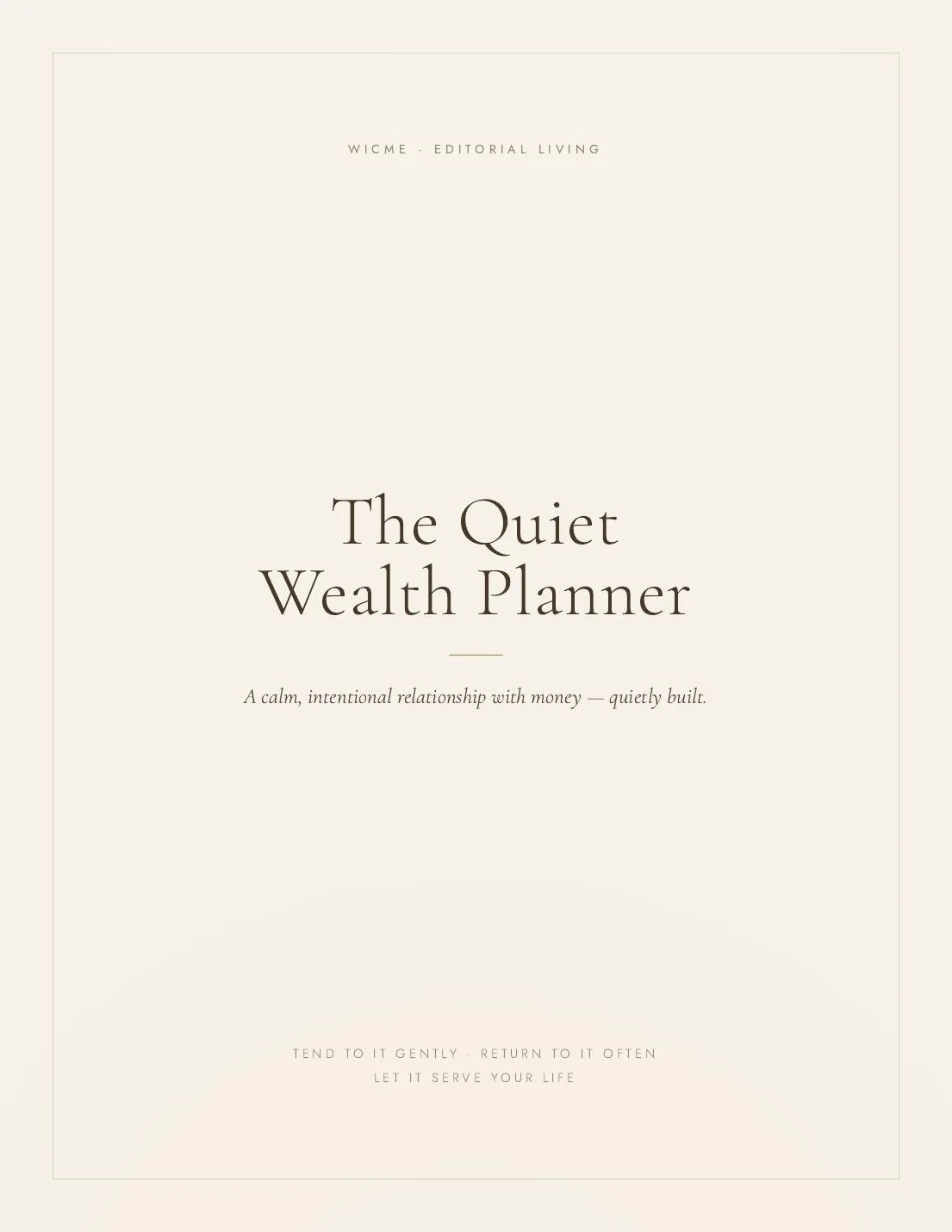 The Quiet Wealth Planner — The opening