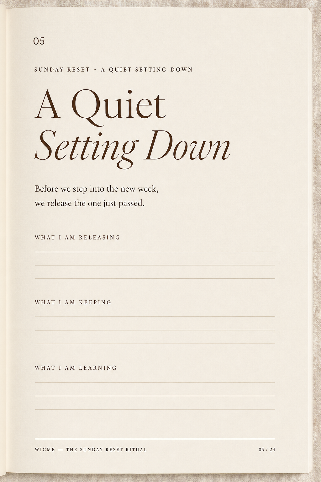 The Sunday Reset Ritual — A quiet setting down