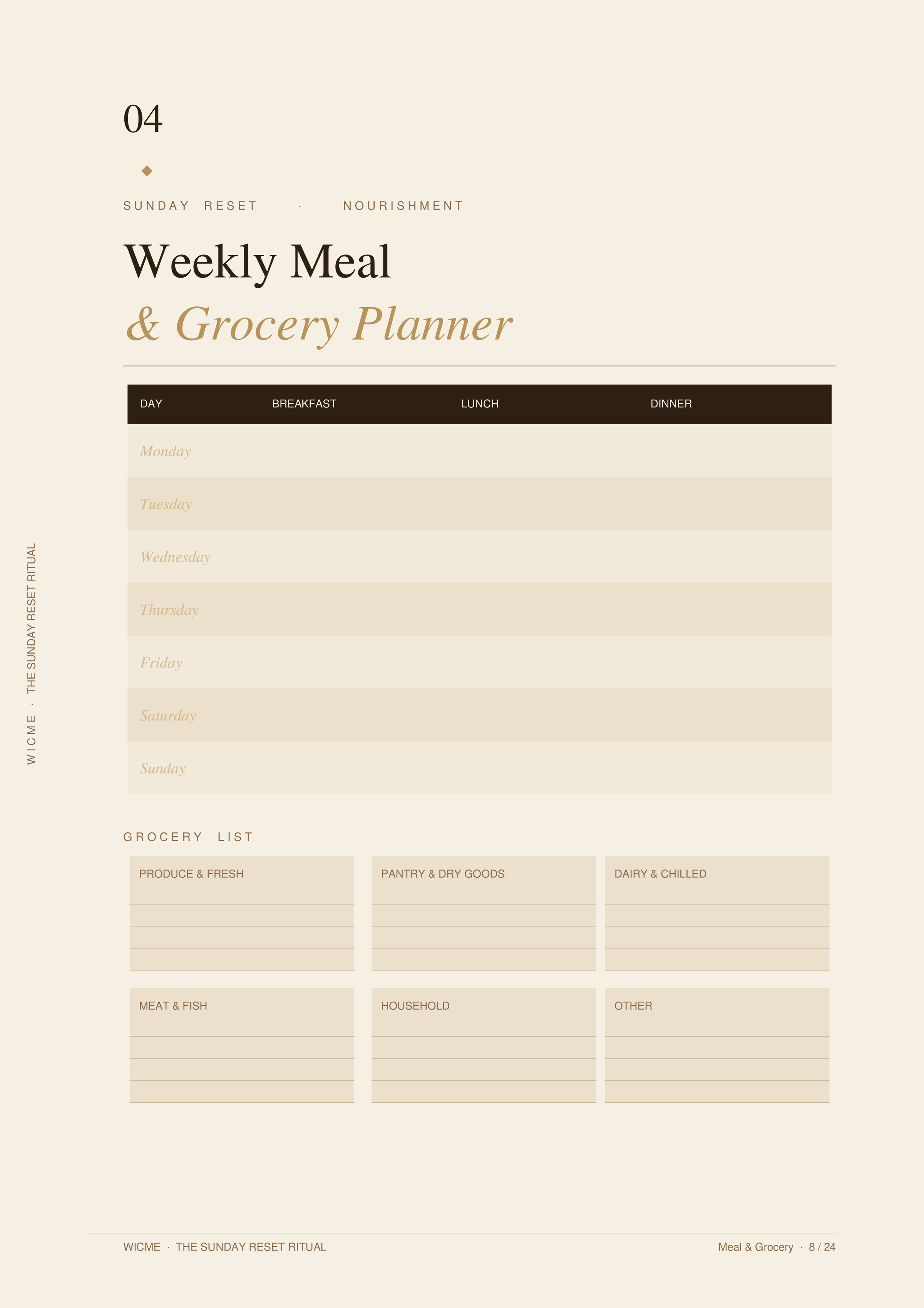 The Sunday Reset Checklist — Weekly meal & grocery planner