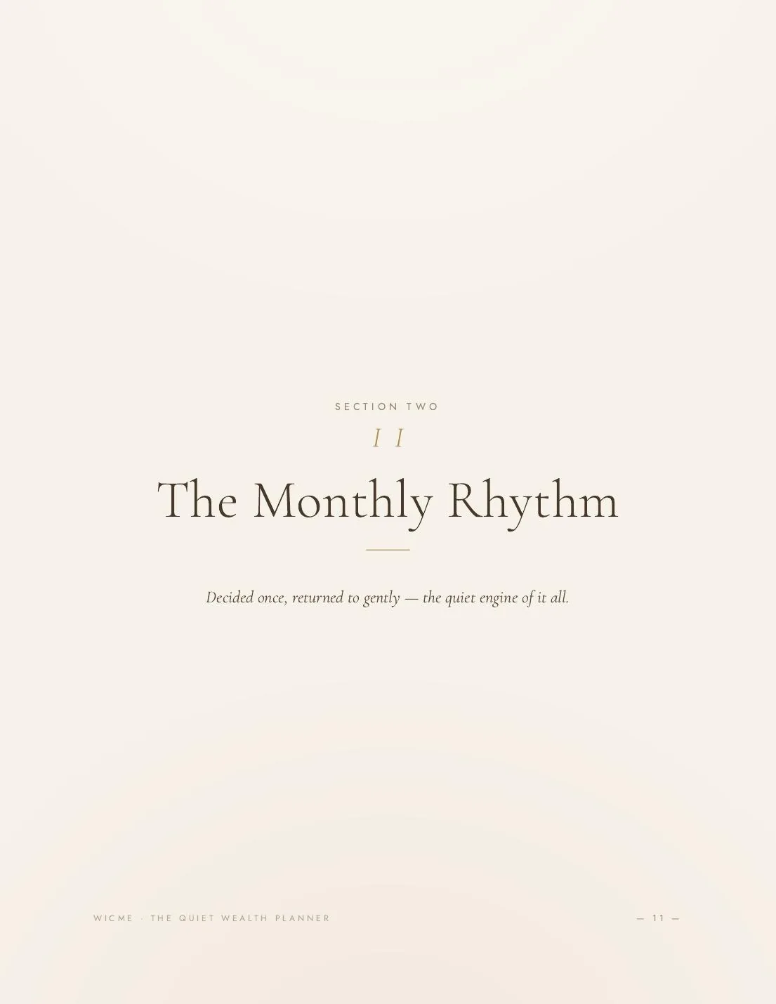 The Quiet Wealth Planner — Monthly budget layout