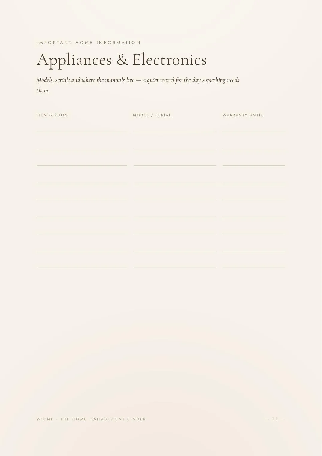 The Home Management Binder — Household inventory