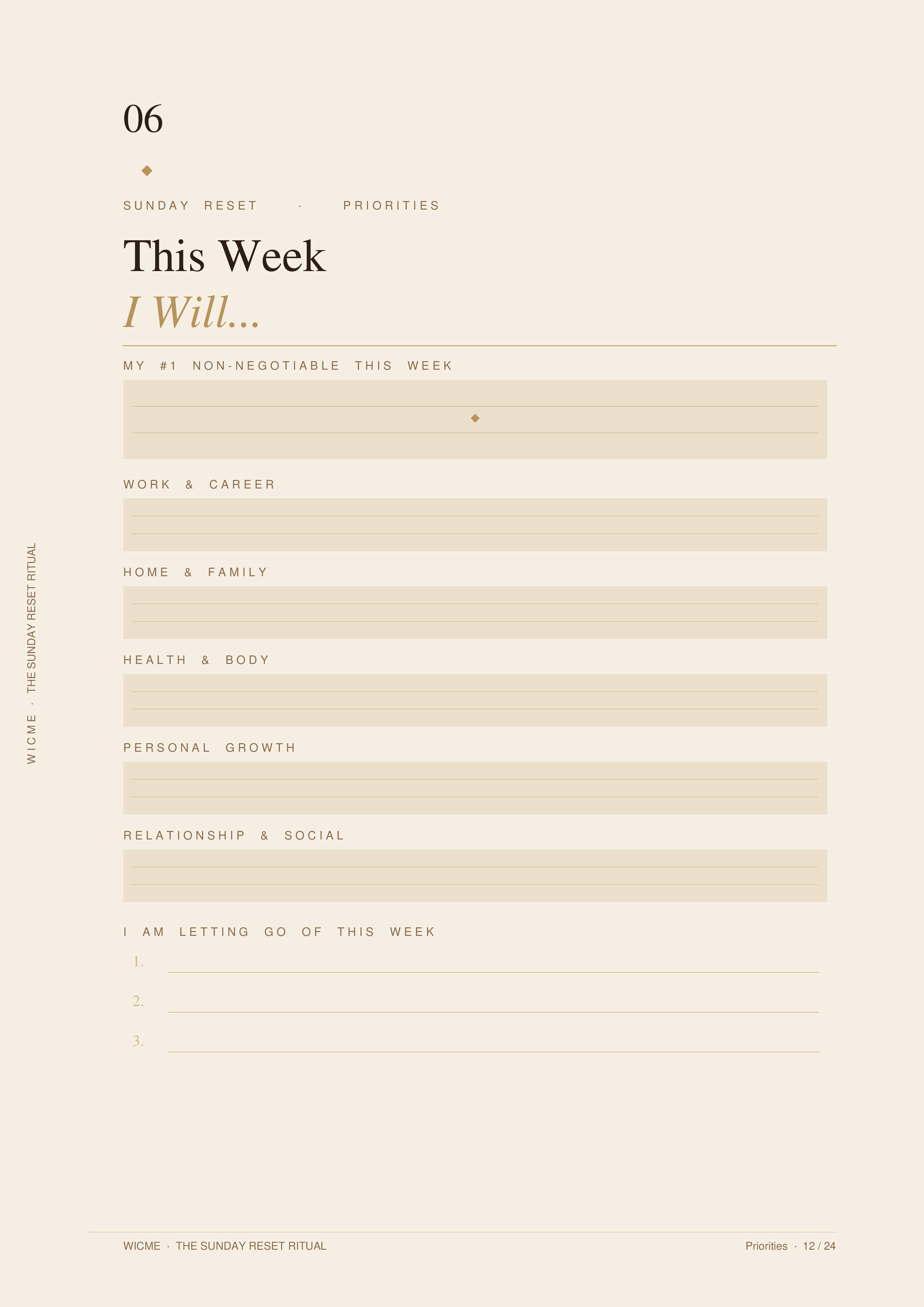 The Sunday Reset Checklist — This week I will…