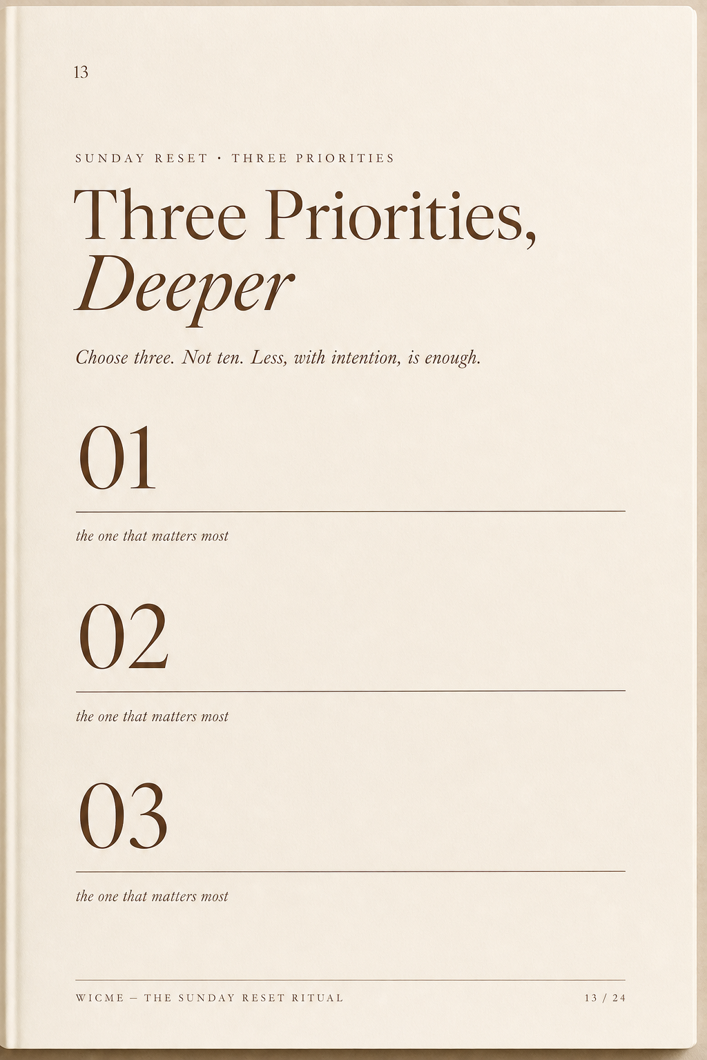 The Sunday Reset Ritual — Three priorities, deeper