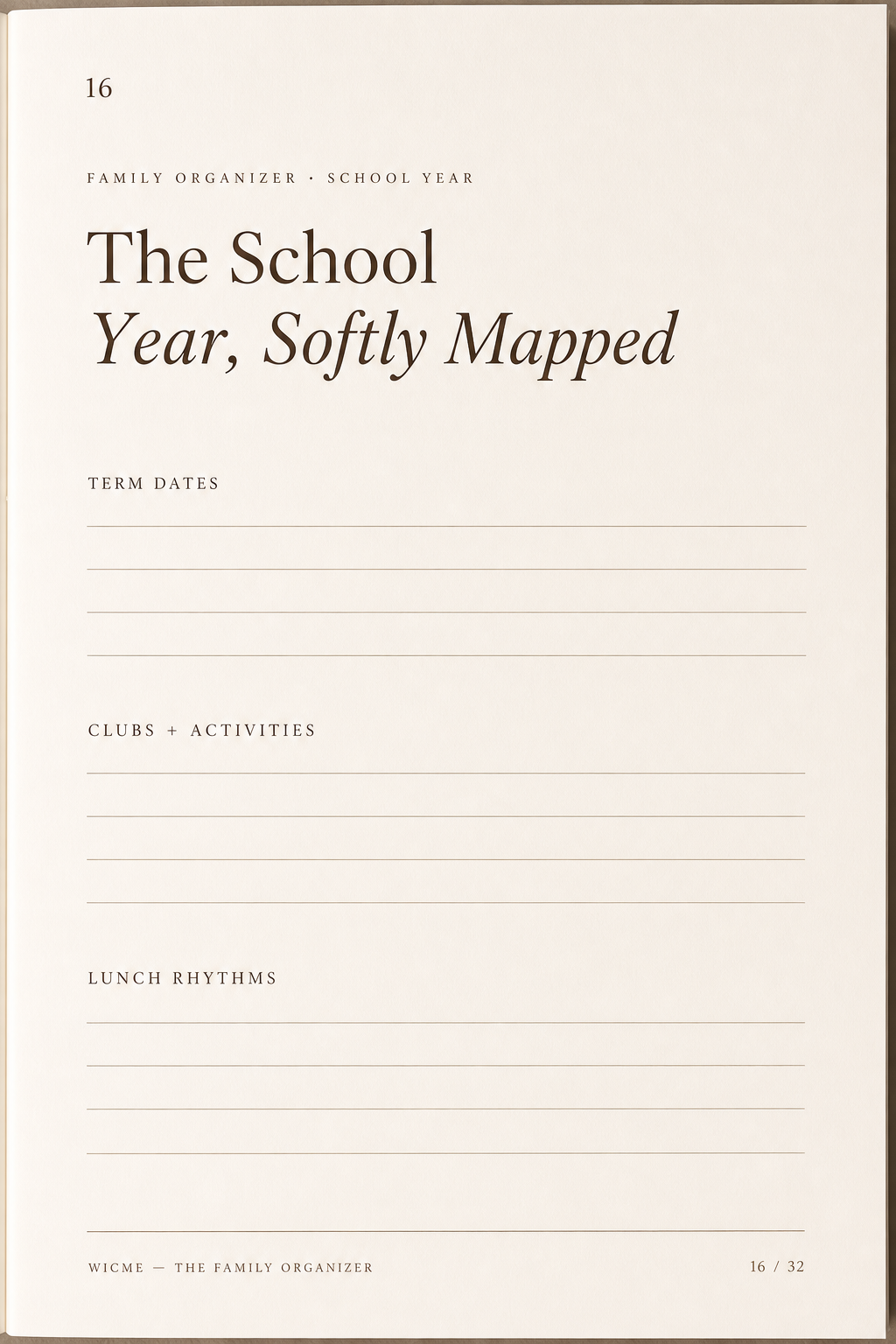 The Family Organizer — School year planner