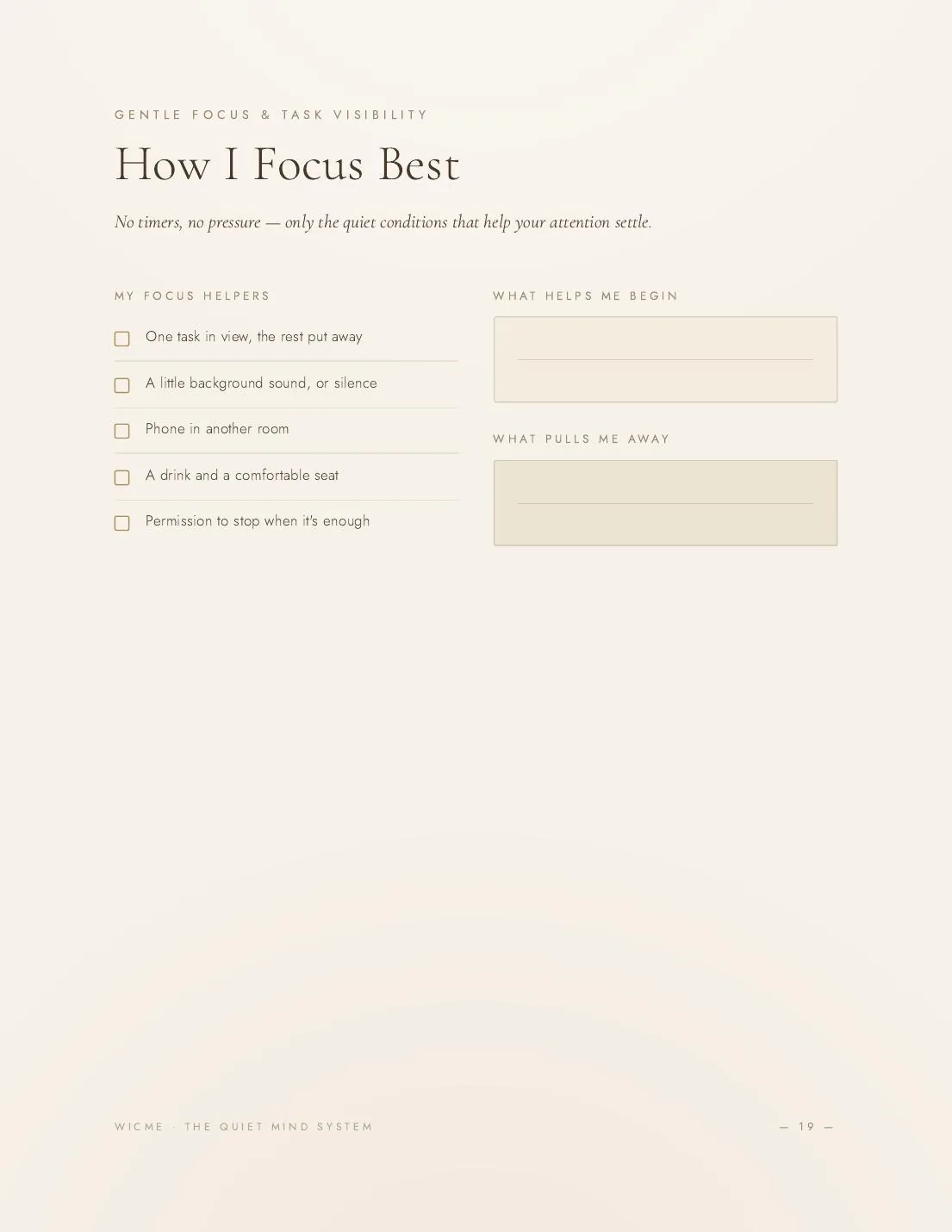 The Quiet Mind System (ADHD-Friendly) — Three-task daily focus