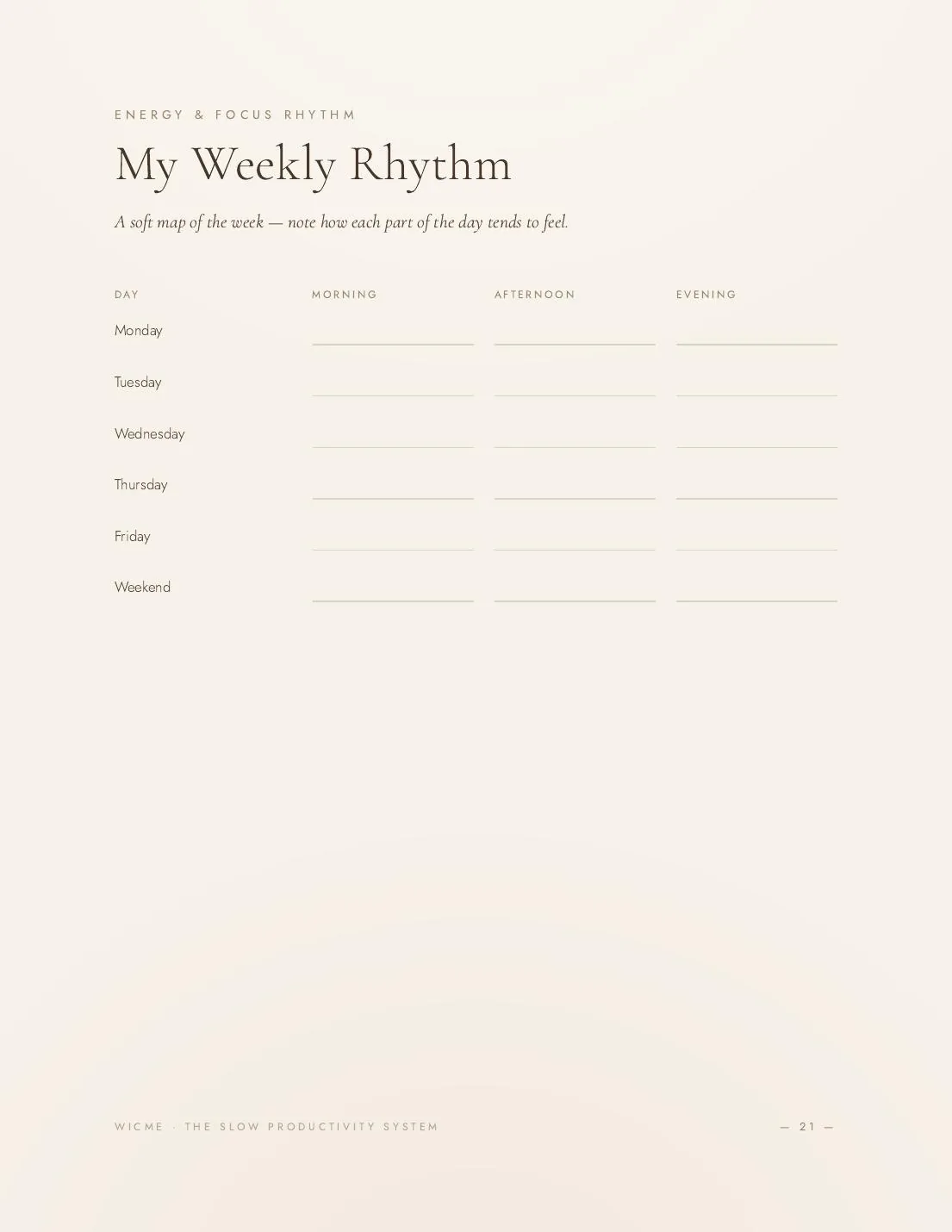 The Slow Productivity System — Weekly deep-work layout