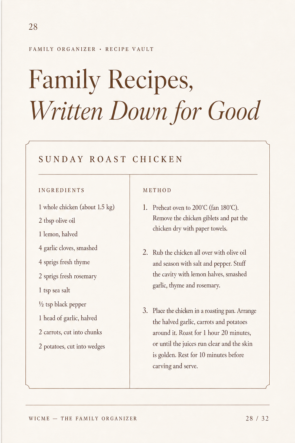 The Family Organizer — Family recipes vault