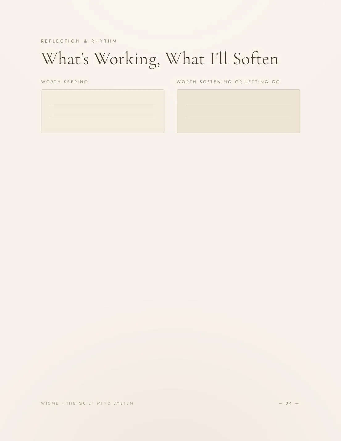 The Quiet Mind System (ADHD-Friendly) — Soft accountability tracker
